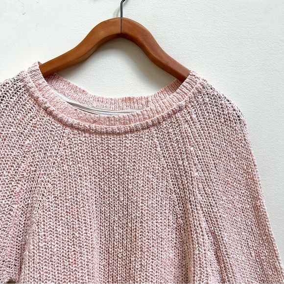 Free People Pale Pink Crew Neck Knit Sweater, Size Small - Picture 3 of 12